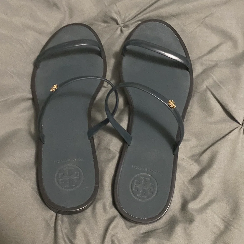 Tory Burch Navy Jelly Slip On Sandals Shoes Size 8